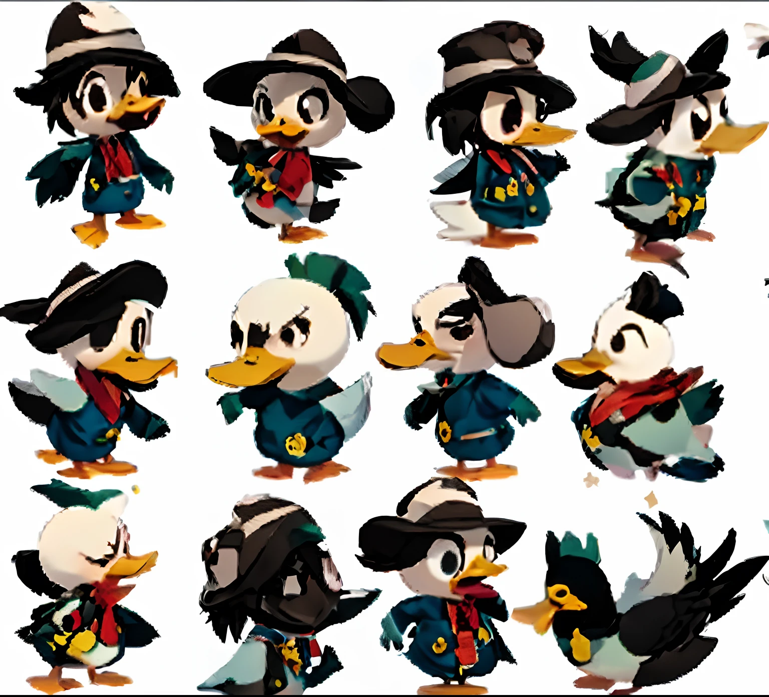 a drawing of a series of three pictures of an anthropomorphized chicken wearing admiral attire