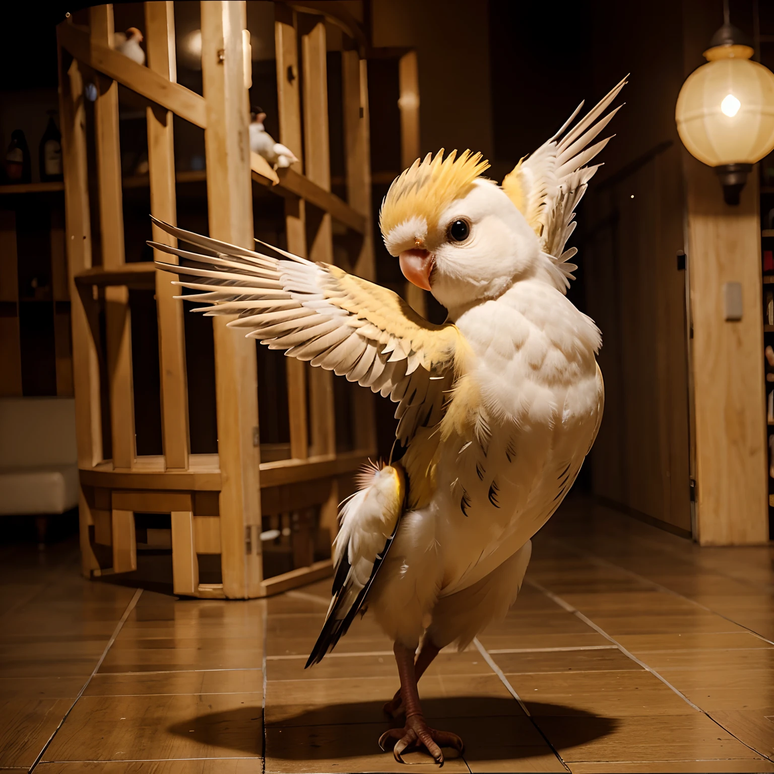 Bird dancing tango, Chibi cockatiel dancing, calopsita amarelo, Cockatiel in dancing suit.