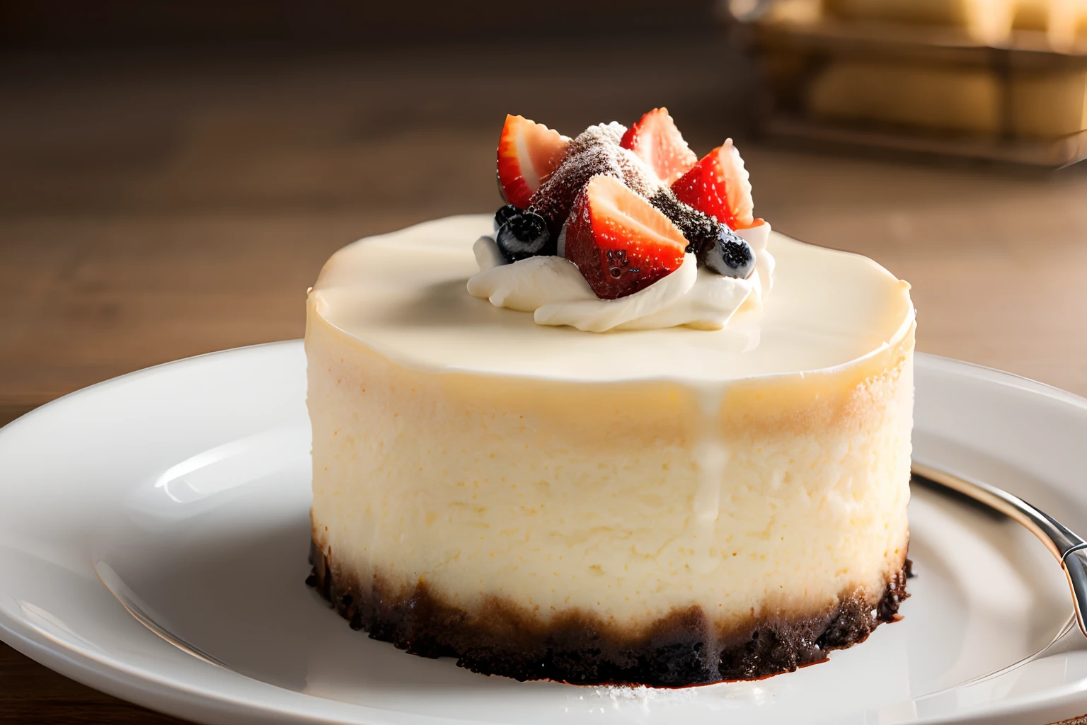 in 8K、top-quality、​masterpiece、profetional lighting、cheesecake