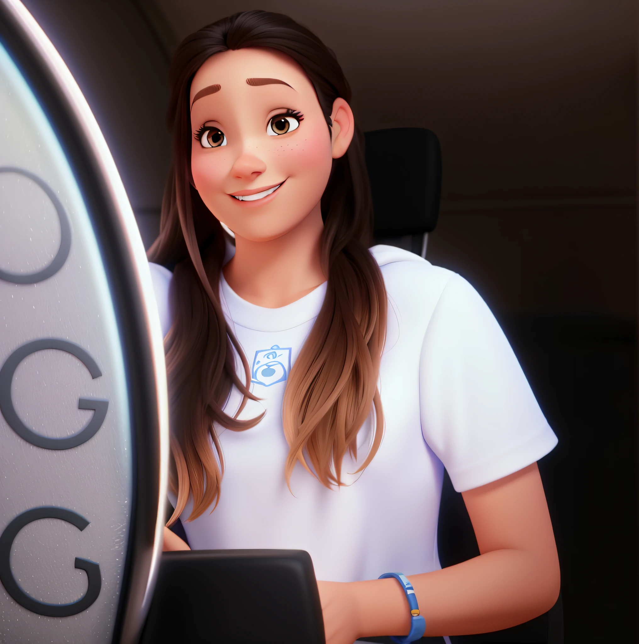 uma mulher branca, estilo disney pixar, alta qualidade, melhor qualidade