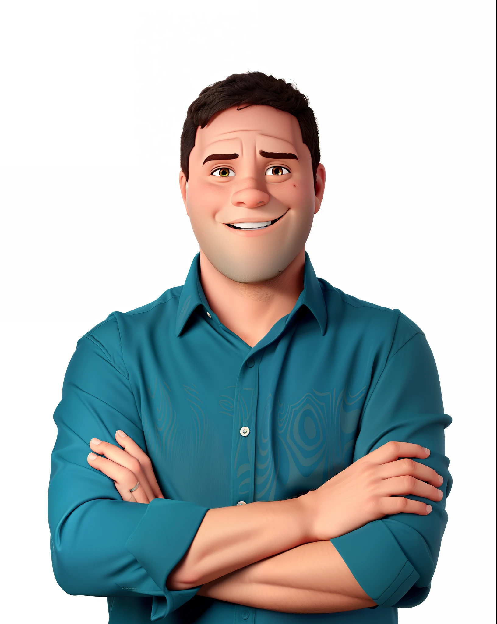 Um homem sorrindo estilo disney pixar, alta qualidade, melhor qualidade