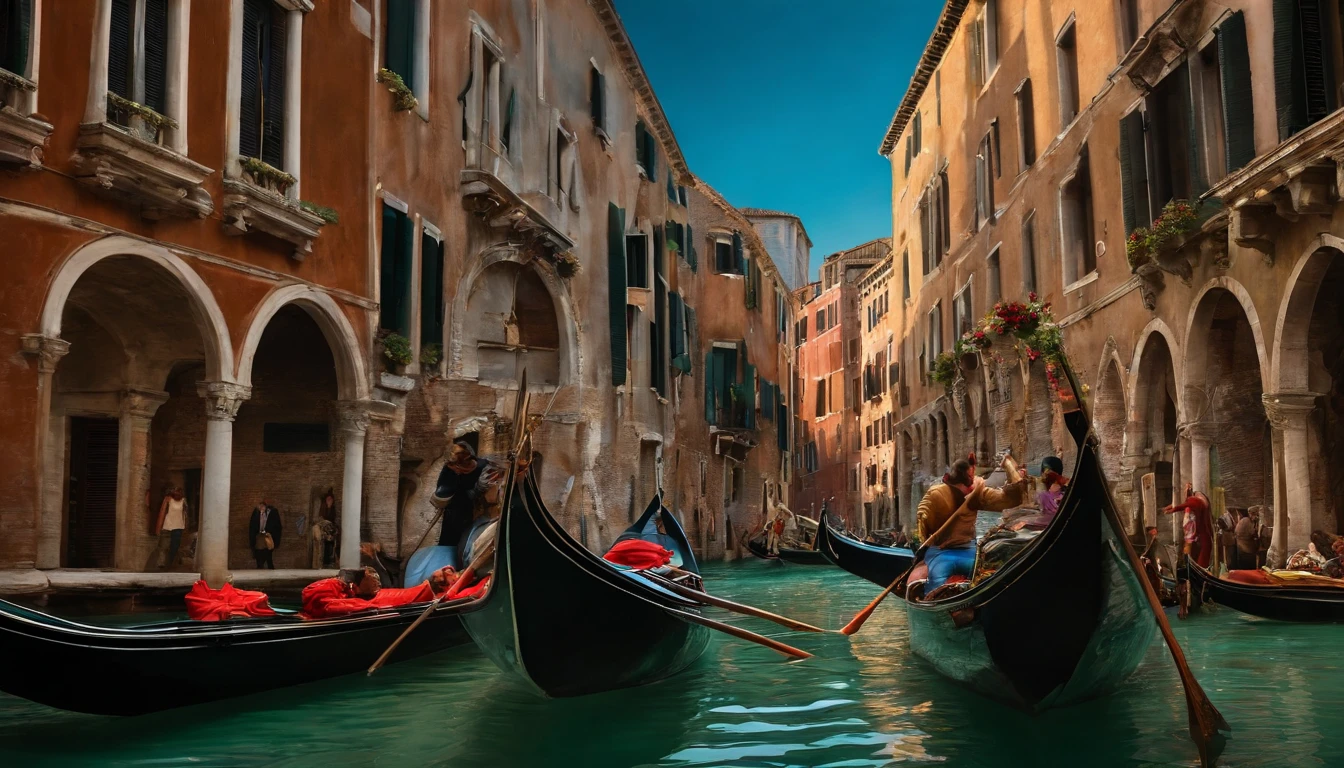 The Incredible Hulk-Hulk and Wonder Woman-Gal Gadot, both immensely powerful superheroes, are seen happily sailing in a traditional Venetian gondola along the enchanting Grand Canal. The Majestic Buildings, adornado com detalhes intrincados e cores vibrantes, subir elegantemente em ambos os lados do canal, creating a picturesque backdrop for this extraordinary setting. The gondola itself is expertly crafted, reflecting Venice's rich cultural heritage. The image quality is of the highest standard, With every detail impeccably captured in ultra-high resolution (4K ou 8K). The colors are bright and vibrant, bringing the scene to life with a touch of HDR. The lighting is carefully orchestrated, with a soft glow that enhances the beauty of superheroes and the architectural wonders that surround them. The entire composition exudes an air of realism and photorealism, As if the viewer were transported to this magical world. The art style chosen for this scene is a perfect blend of comic book illustrations and realistic rendering. It captures the essence of both characters while embracing the grandeur of the Venetian setting. The color palette is rich and diverse, with the deep blues of the canal water contrasting with the warm tones of the buildings. This combination creates a visually striking and harmonious aesthetic. Geral, this suggestion paints a mesmerizing picture of the Incredible Hulk and Wonder Woman adventurously sailing in a gondola through the ethereal beauty of Venice's Grand Canal. It shows its undeniable power and combines it with the architectural wonders of the city, resulting in a magnificent masterpiece that captures the imagination and amazement of all who behold it.