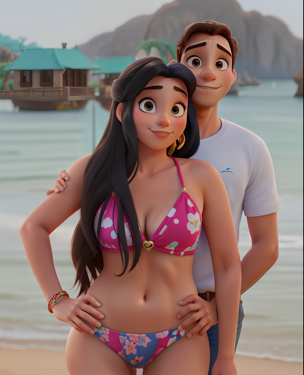Um casal estilo Disney, alta qualidade, melhor qualidade.