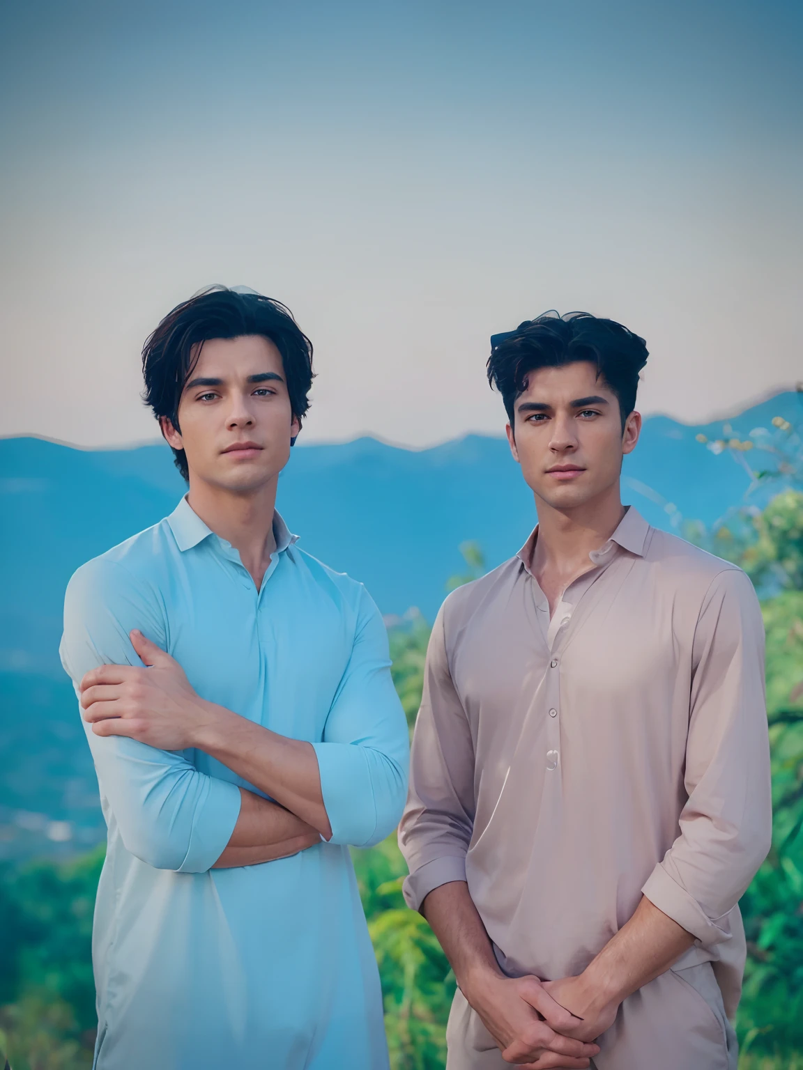 muscular men, wears a black suit, bodice, soft lighting, masterpiece, best quality, 8k ultra high definition, DSLR camera, film grain, Midjourney and greg rutkowski's Fujifilm XT3 realistic
