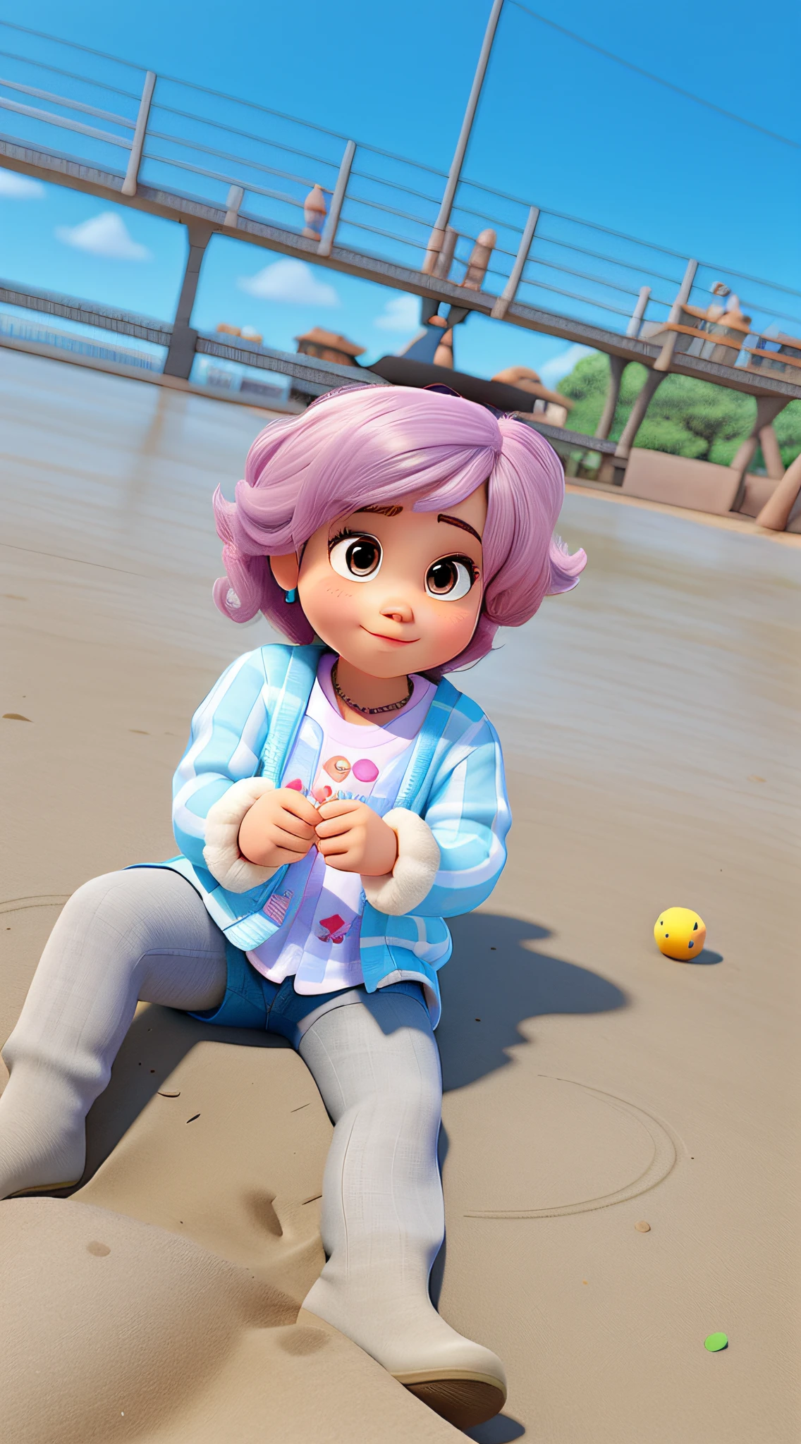 Uma menina de 2 anos no estilo Disney Pixar