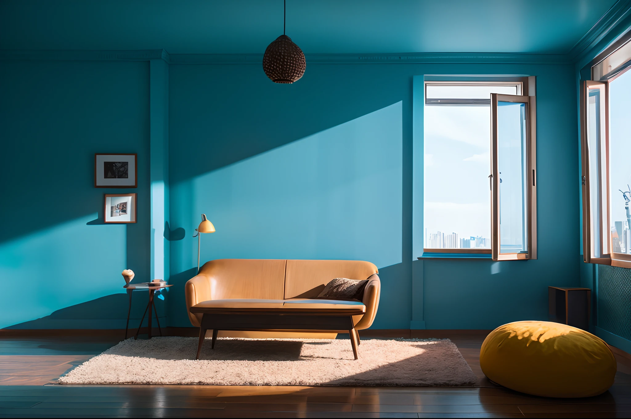 in 8K、top-quality、masterpiece、profetional lighting、Sky Blue Room