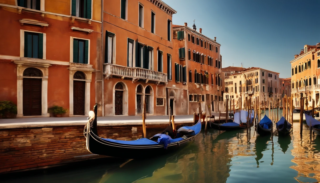 (best quality, 4k, 8k, high resolution, masterpiece: 1.2), ultra detailed, (realistic, photorealistic, photorealistic: 1.37), grand canal of Venice, scenes, ancient buildings, classical architectural beauty, romantic atmosphere, serene waters , iconic landmarks, gondolas passing by, beautiful reflections, blooming flower gardens, lively bridges, historic charm, bright lights, vibrant colors, wonderful panorama, sunset sky, picturesque scenery, cobblestone streets, majestic palaces, jagged windows, fine details, vivid textures, artistic brush strokes, light and shadows, dappled sunlight, picturesque windowsills, flower-adorned balconies, romantic ambiance, visual feast, awe-inspiring view, world-famous canal, authentic Italian charm, atmospheric perspective, lively activity in the canal, whispering gondoliers, romantic couples, architectural delights, sunlit facades, reflection of palaces, secluded corners of the canal, historic setting, quaint shops and cafes, classic gondola ride, unforgettable experience, dreamlike atmosphere, old world elegance, nights enchanted.