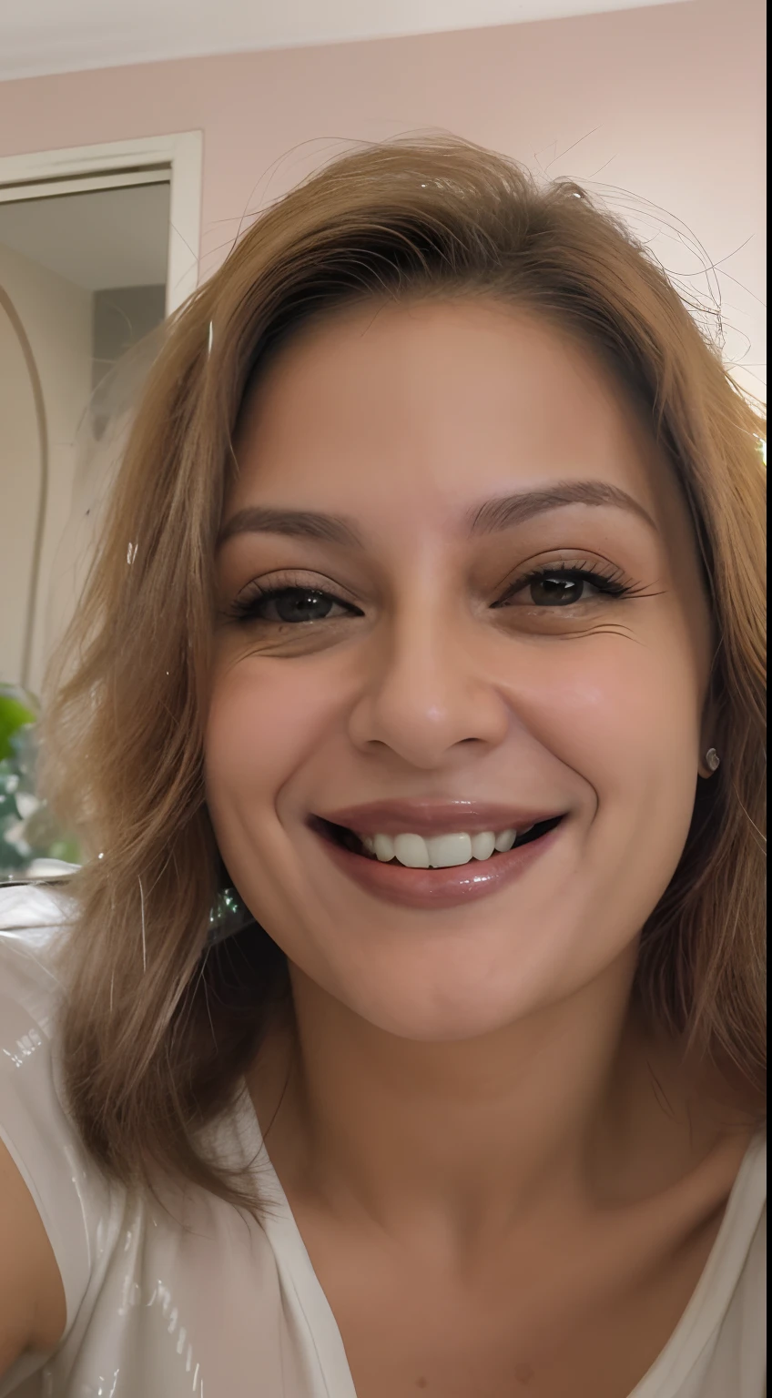mulher, branca, cabelos pretos lisos, sorrindo conforme a foto, alta qualidade,melhor qualidade de imagem