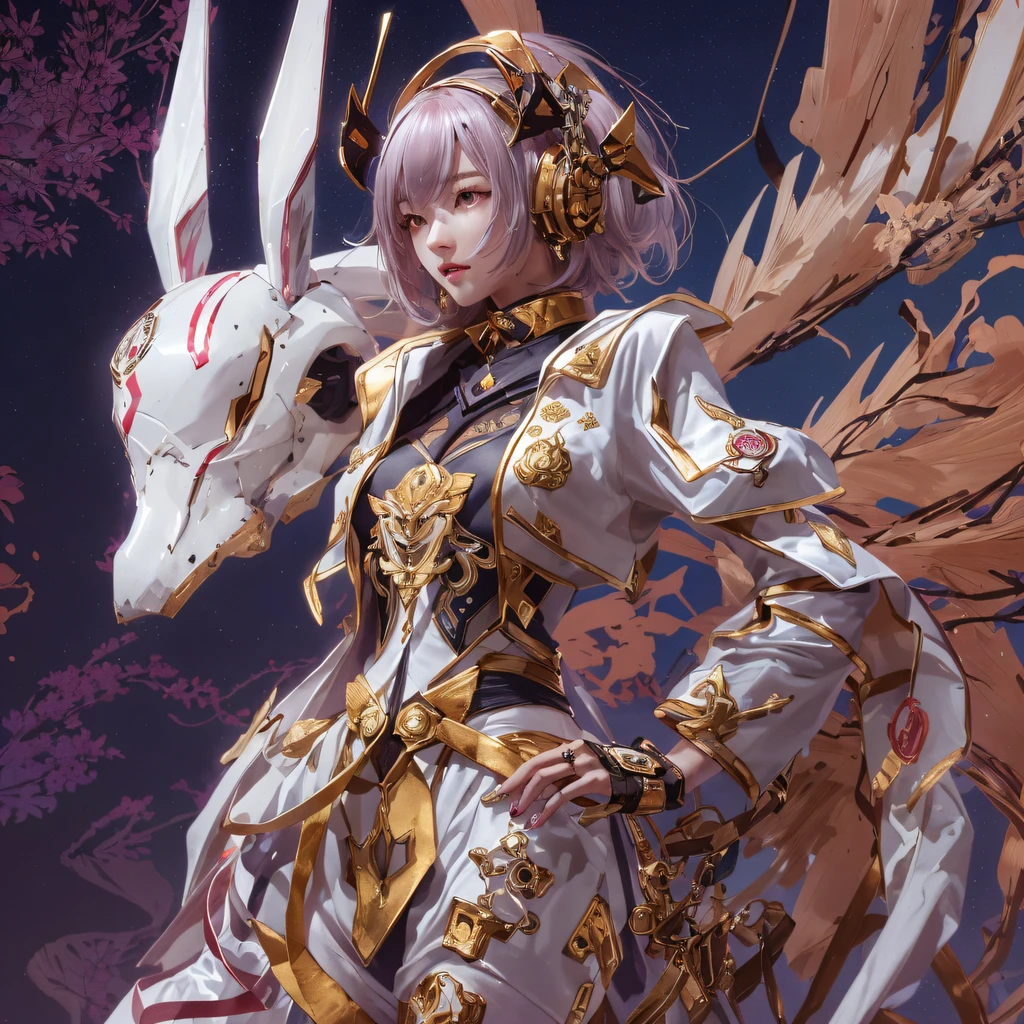 Light orange wind((Red and white mech girl))National wind circle,Flying nine-tailed fat skull flame ethereal toad star,Golden-black damask white rabbit fur bra,Fuchsia pink diamonds, Tulle burgundy diamond shin guard,CG ,Light orange full set of thick mechs,Giant,, Realistic secret girl rendering, detailed face of a asian girl, Reality in the secret world, Smooth CG art, Realistic. Cheng Yi, Realistic secret style, A lovely secret rendering, 8K portrait rendering, Render character art 8 K, Kawaii realistic portrait,Golden-black damask white rabbit fur bra,Fuchsia pink diamonds, Tulle burgundy diamond shin guard((ultra real detailed.mecha-girl)Mink cotton suit mech,Bright blue and white feathers gold silk shoulder pads,Shi Zhong Huhu female Taoist,Tailfire,Tattooed with,Genius ratio,Silicone texture,Short bright purple hair,3D modeling,4K,8K,16K smooth (Masterpiece, Top quality, Best quality, offcial art, Beauty and aesthetics: 1.2), Very detailed, Colorful, Most detailed, branches,mecha-girl, (Mards)mecha-girl(canyons), (Linen future mech girl), Angry fighting stance, looking at the ground, Batik linen bandana, Crane pattern long sleeve garment,Mecha Maiden Canyon(Abstract propylene splash:1.2), Dark clouds lightning background,Sprinkle with golden mech girl powder(realisticlying:1.4),Black color hair,Flour fluttering,rainbow background, A high resolution, the detail, RAW photogr, Sharp Re, Nikon D850 Film Stock Photo by Jefferies Lee 4 Kodak Portra 400 Camera F1.6 shots, Rich colors, ultra-realistic vivid textures, Dramatic lighting, Unreal Engine Art Station Trend, cinestir 800,Flowing black hair,(((Red and white mech girl))),Front view,Pure transparency,Wear boxing gloves,Ice is permeable to gas,Film light and shadow,Panorama ultra-wide angle,extremely happy,The texture of the real person is delicate,Strong visual impact,Hyper-detailing,Dream girl,Refined face,prettyeyes,high saturated,Wear reflective sunglasses with a thick gold thread,crystal-clear,Good interpe
