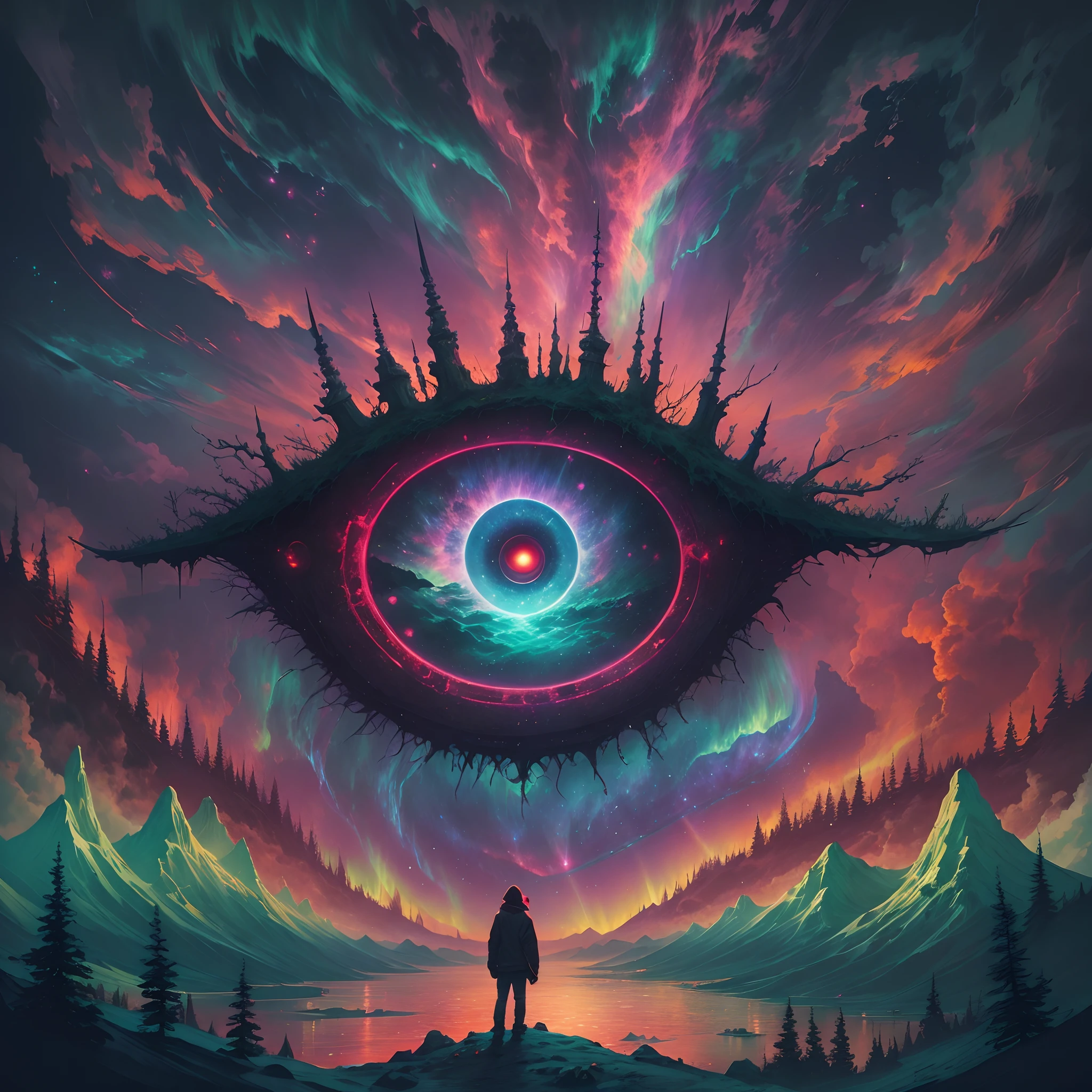 trippy art,aurora borealis,Devil's Eye,starrysky。