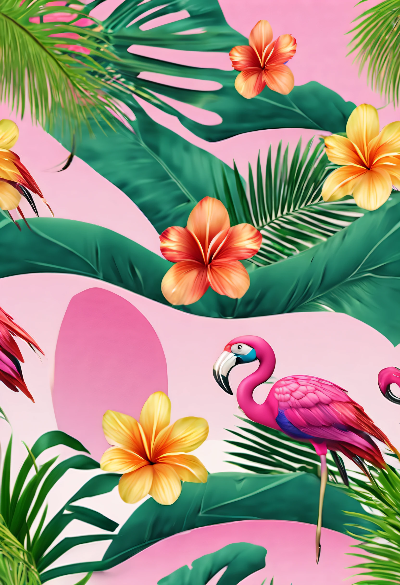 ((adesivo,))(cachoeira 3D tropical),((in circle)),((borda de flor rosa)) ,Simples, ultra detalhado, desenho detalhado, vetorizado, 8K, design de adesivo profissional, design plano, linhas vetoriais, adesivo , design, desenho, Full-HD INFORMATION
