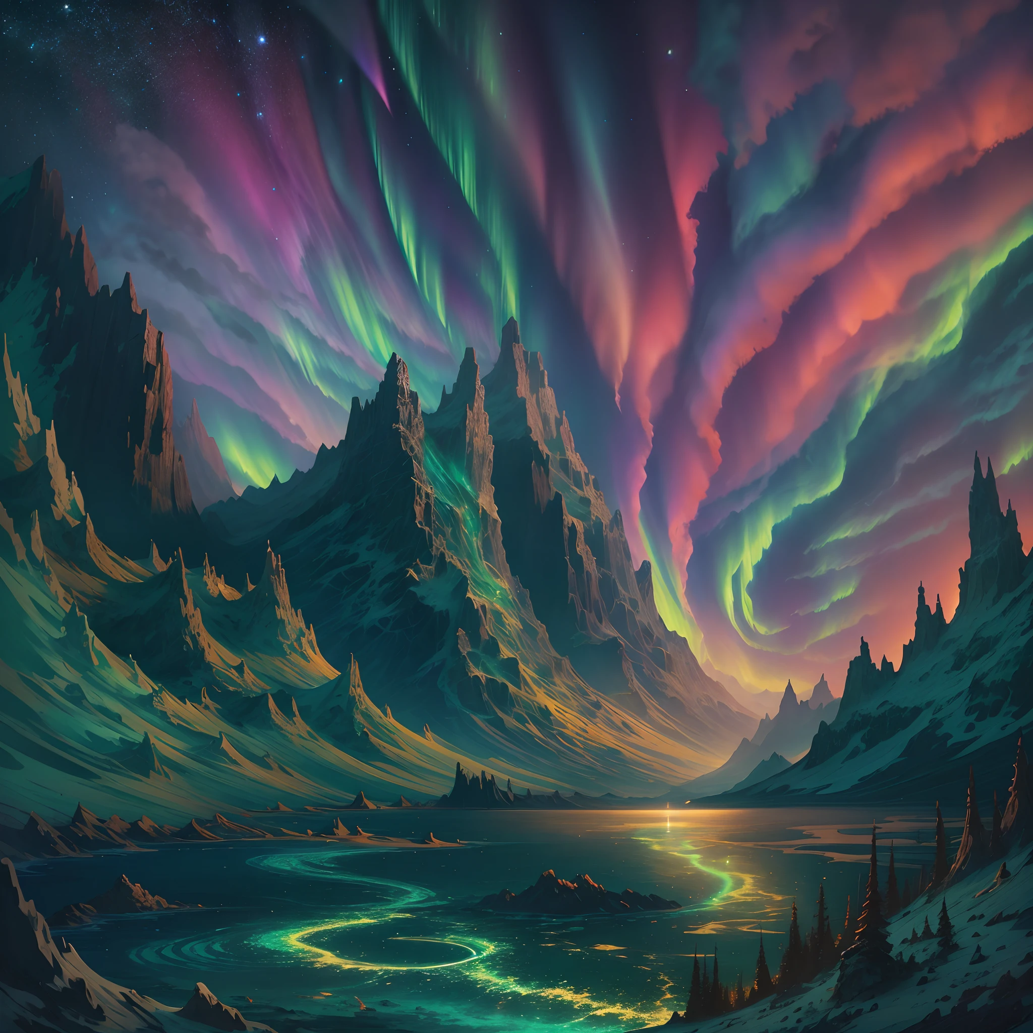 trippy art,(aurora borealis),Devil's Eye,starrysky。