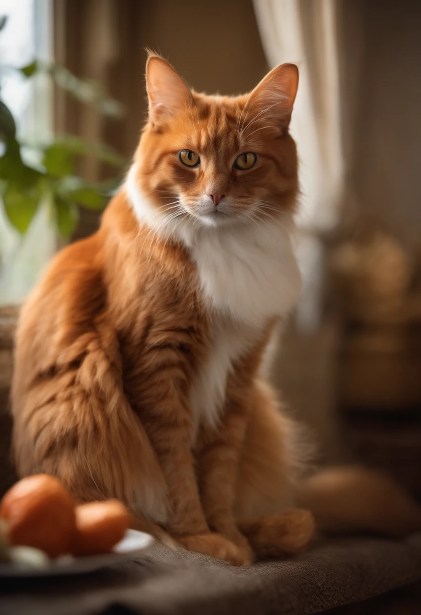 Une carottes en or avec un chat roux dessus