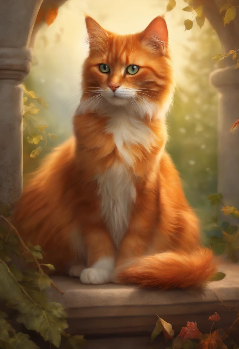 Une carottes en or avec un chat roux dessus