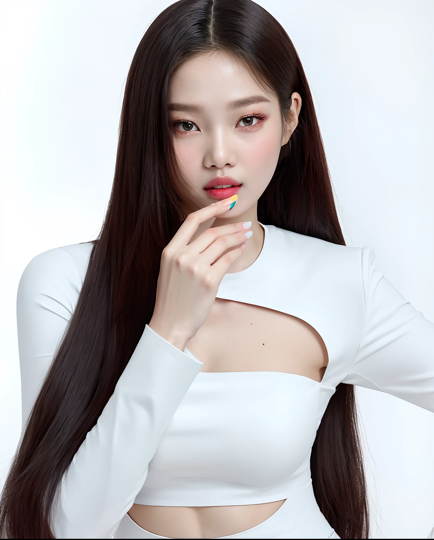 um close up de uma mulher com cabelos longos e um top branco, jennie blackpink, jossi do blackpink, jia, Sha Xi, Gongbi, jisoo do blackpink, com cabelos longos, Retrato Jisoo Blackpink, Retrato de Jossi de Blackpink, Parque Ji-min, Asian girl with long hair, Jingna Zhang, Ji-Min, Parque Roseanne do Blackpink