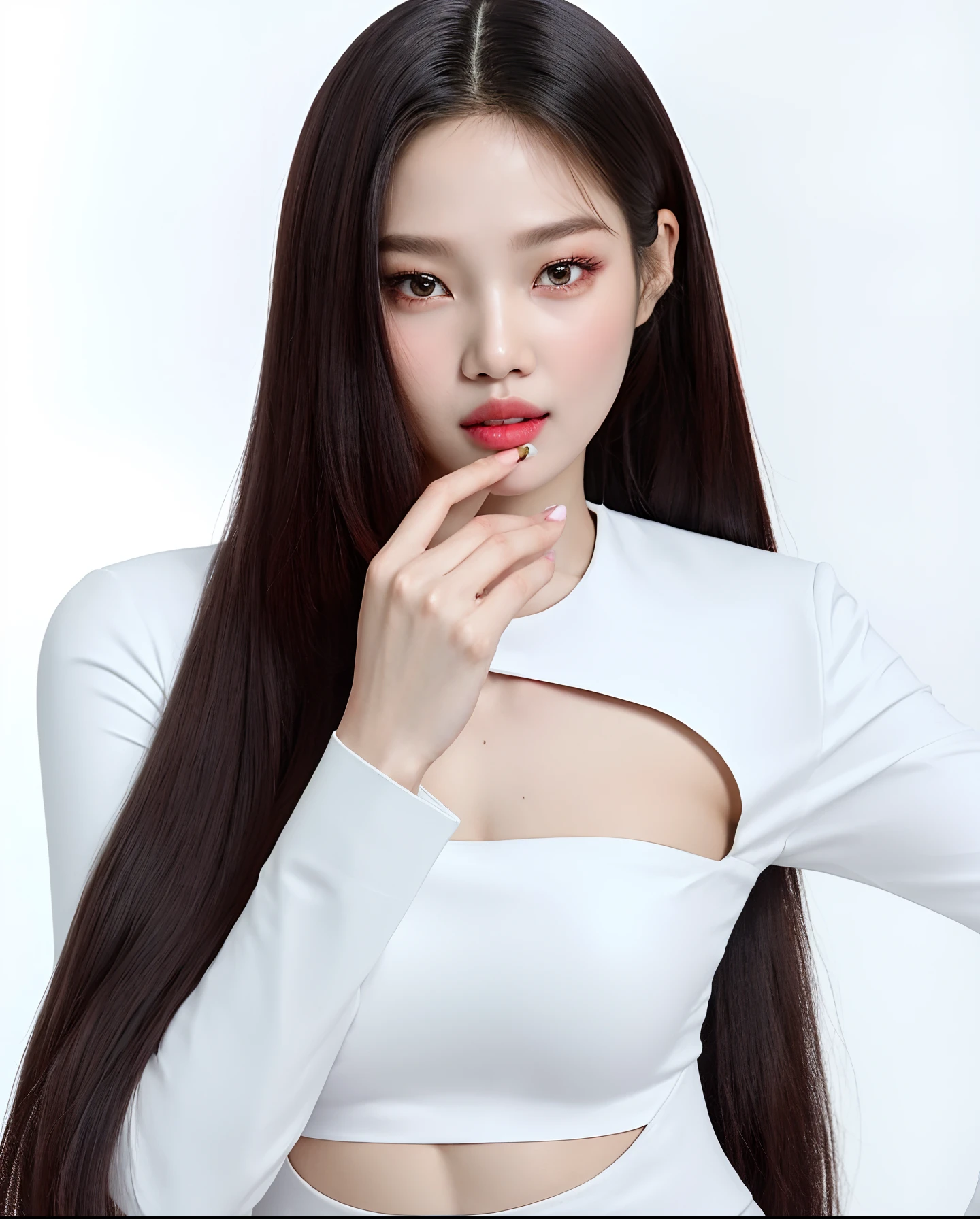 um close up de uma mulher com cabelos longos e um top branco, jennie blackpink, jossi do blackpink, jia, Sha Xi, Gongbi, jisoo do blackpink, com cabelos longos, Retrato Jisoo Blackpink, Retrato de Jossi de Blackpink, Parque Ji-min, Asian girl with long hair, Jingna Zhang, Ji-Min, Parque Roseanne do Blackpink