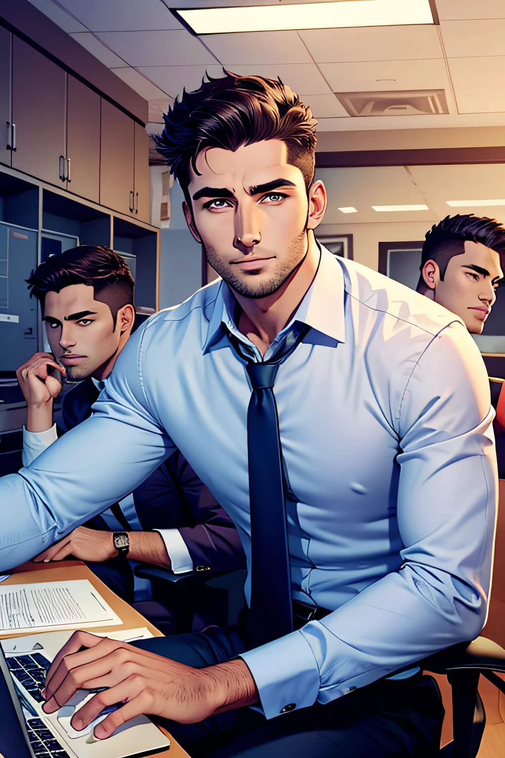 handsome boy working in office with teammates --auto