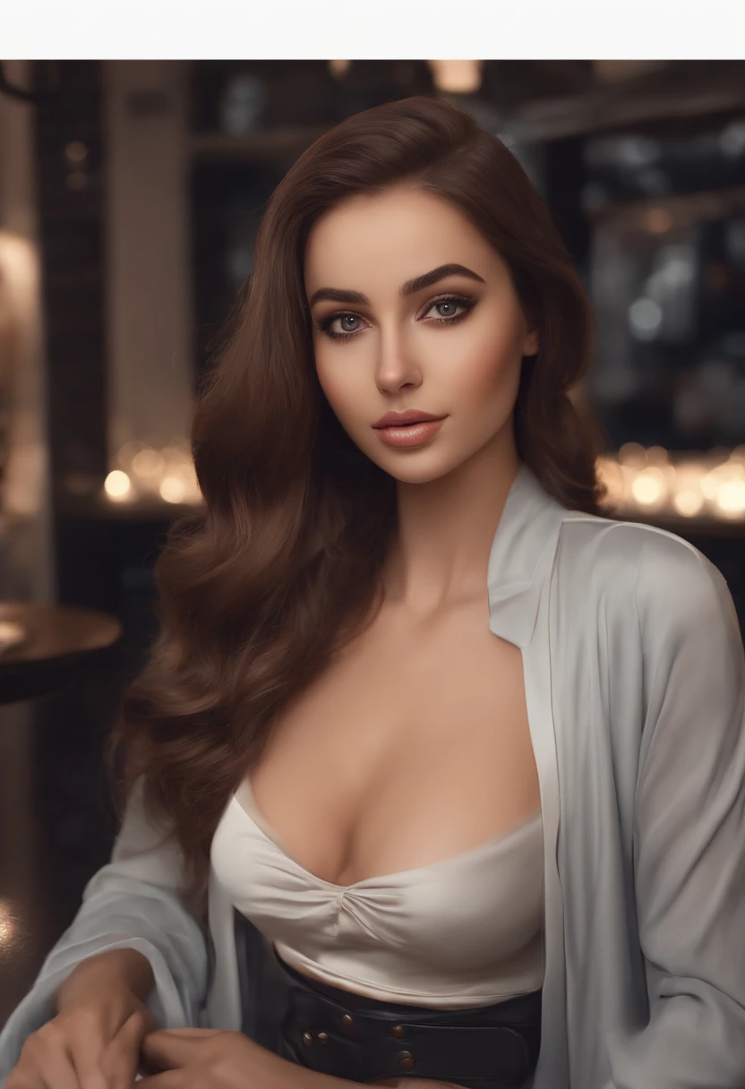 arafed woman fully , sexy girl with brown eyes, ultra realistic, meticulously detailed, portrait sophie mudd, brown hair and large eyes, selfie of a young woman, dubai eyes, violet myers, without makeup, natural makeup, looking directly at the camera, face with artgram, subtle makeup, stunning full body shot in a night club, medium to large size bust