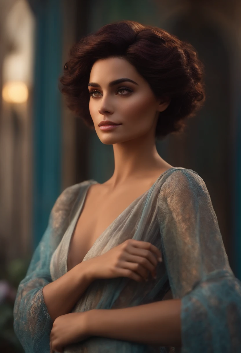 personagem estilo Pixar, mulher morena de cabelo cacheado estilosa