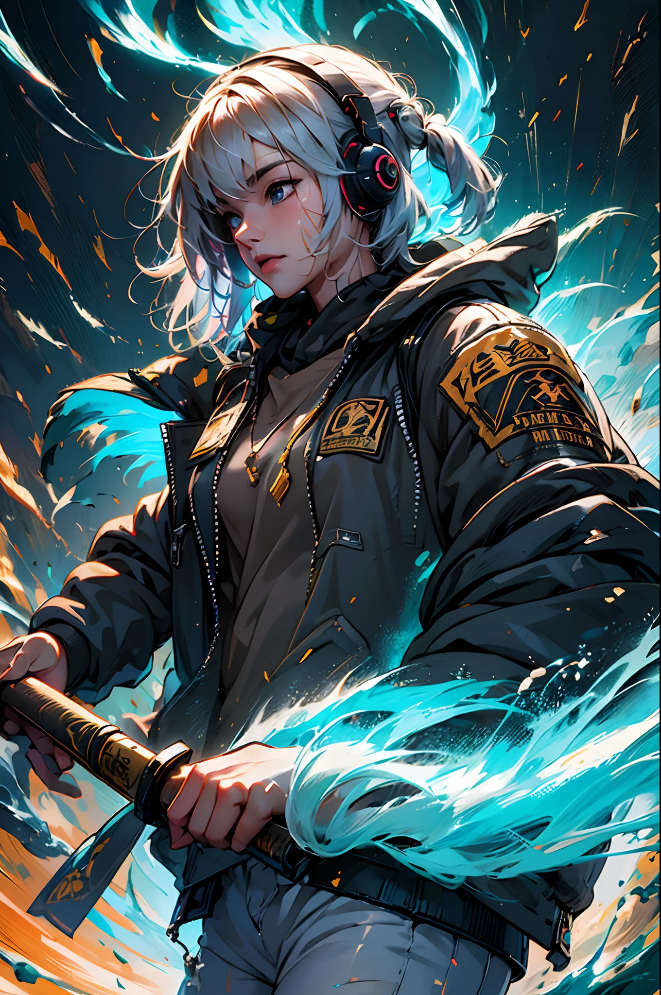 Military general Date Masamune s Armor Brandishing a sword Vivid colors digital