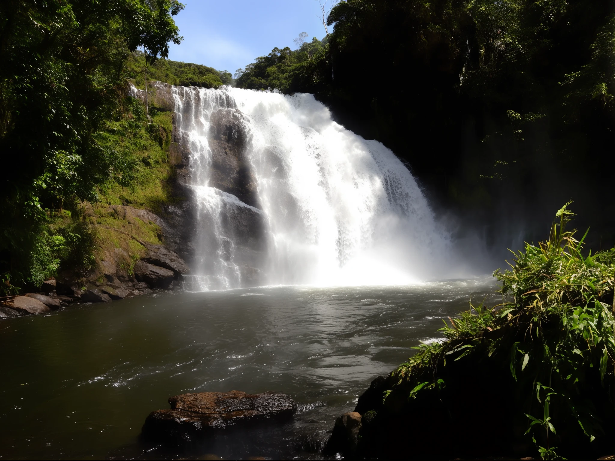 There's a waterfall that's coming down the side of a hill, waterfall, cachoeira no fundo, (waterfall), com cachoeiras e rio, Cachoeira imensa, com cachoeiras, Cachoeiras, cachoeira ao fundo, water fall, Rainbow River Waterfall, cachoeiras e lagos, cachoeira abaixo, cachoeira enorme, waterfalls, um rio que corre com cachoeira, com uma cachoeira, waterfall!!!!!