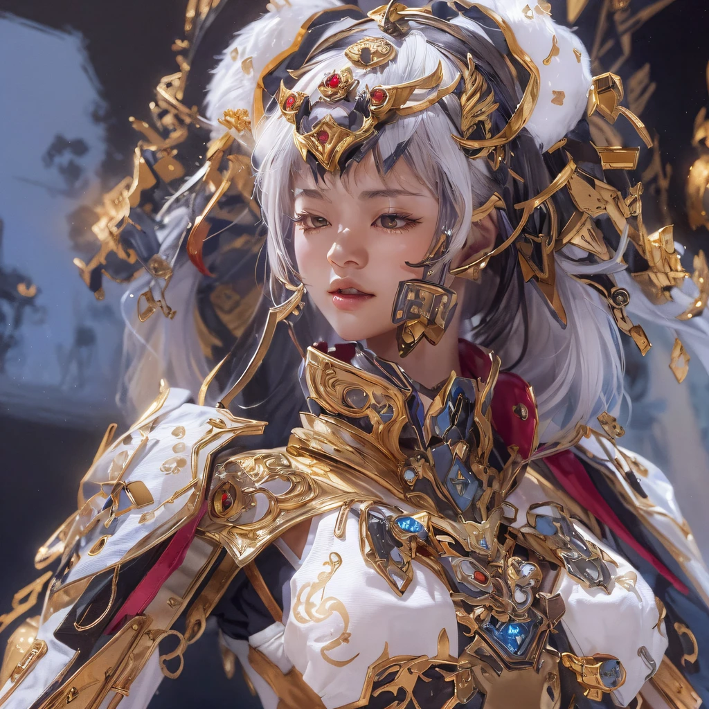 Light orange wind((Red and white mech girl))National wind circle,Flying nine-tailed fat skull flame ethereal toad star,Golden-black damask white rabbit fur bra,Fuchsia pink diamonds, Tulle burgundy diamond shin guard,CG ,Light orange full set of thick mechs,Giant,, Realistic secret girl rendering, detailed face of a asian girl, Reality in the secret world, Smooth CG art, Realistic. Cheng Yi, Realistic secret style, A lovely secret rendering, 8K portrait rendering, Render character art 8 K, Kawaii realistic portrait,Golden-black damask white rabbit fur bra,Fuchsia pink diamonds, Tulle burgundy diamond shin guard((ultra real detailed.mecha-girl)Mink cotton suit mech,Bright blue and white feathers gold silk shoulder pads,Shi Zhong Huhu female Taoist,Tailfire,Tattooed with,Genius ratio,Silicone texture,Short bright purple hair,3D modeling,4K,8K,16K smooth (Masterpiece, Top quality, Best quality, offcial art, Beauty and aesthetics: 1.2), Very detailed, Colorful, Most detailed, branches,mecha-girl, (Mards)mecha-girl(canyons), (Linen future mech girl), Angry fighting stance, looking at the ground, Batik linen bandana, Crane pattern long sleeve garment,Mecha Maiden Canyon(Abstract propylene splash:1.2), Dark clouds lightning background,Sprinkle with golden mech girl powder(realisticlying:1.4),Black color hair,Flour fluttering,rainbow background, A high resolution, the detail, RAW photogr, Sharp Re, Nikon D850 Film Stock Photo by Jefferies Lee 4 Kodak Portra 400 Camera F1.6 shots, Rich colors, ultra-realistic vivid textures, Dramatic lighting, Unreal Engine Art Station Trend, cinestir 800,Flowing black hair,(((Red and white mech girl))),Front view,Pure transparency,Wear boxing gloves,Ice is permeable to gas,Film light and shadow,Panorama ultra-wide angle,extremely happy,The texture of the real person is delicate,Strong visual impact,Hyper-detailing,Dream girl,Refined face,prettyeyes,high saturated,Wear reflective sunglasses with a thick gold thread,crystal-clear,Good interpe