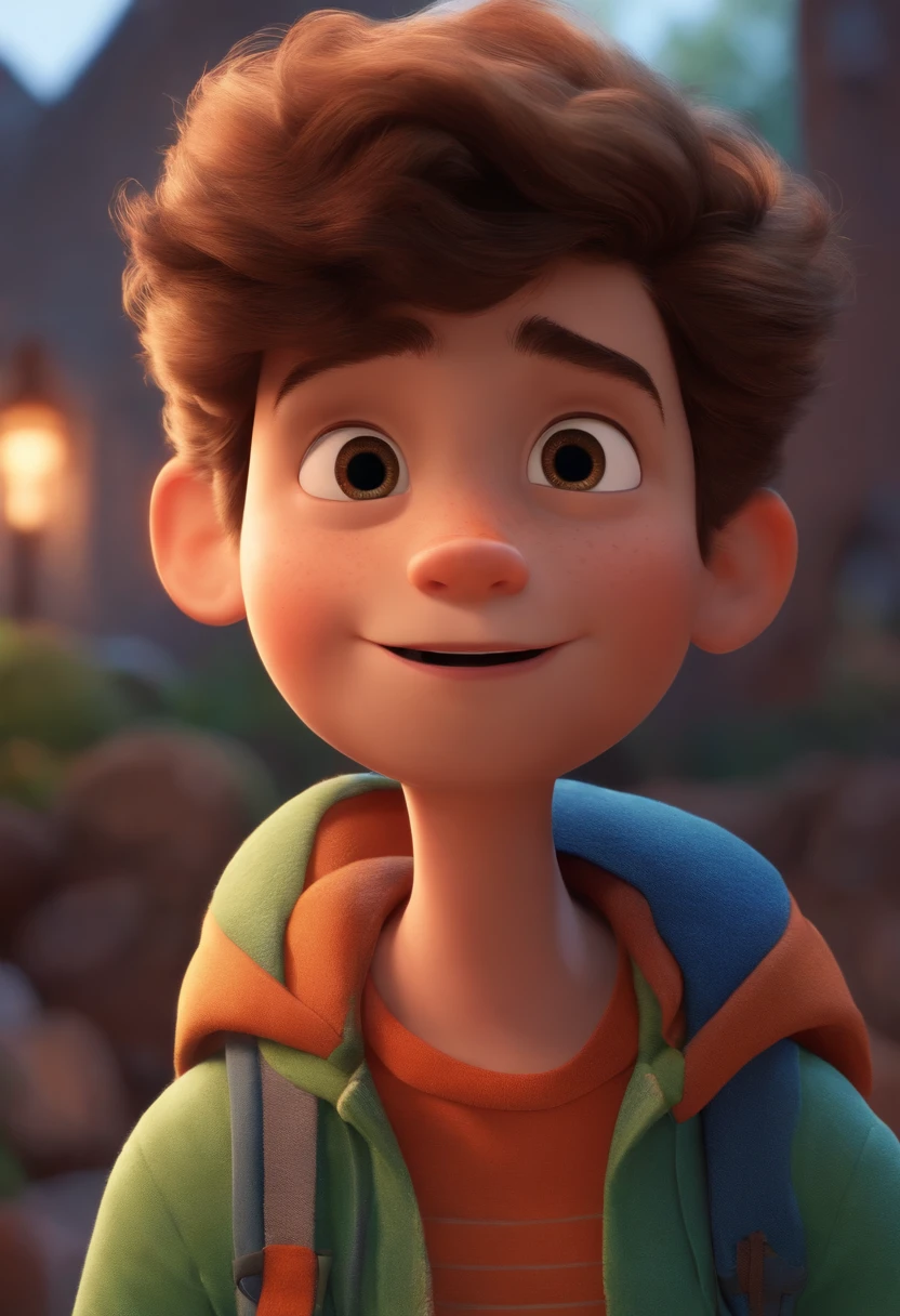 Image of a boy for a story in a YouTube video in Pixar format, He's the little allabester, He's the class leader, He's outgoing, Playful and gets up for a lot of things