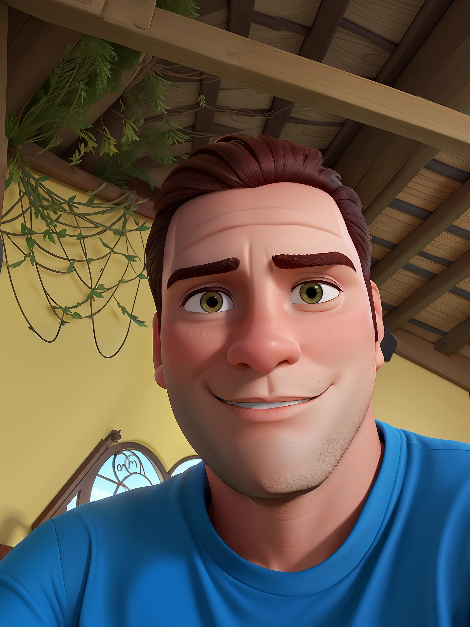 um homem moreno, fundo ar condicionado estilo disney pixar, alta qualidade, melhor qualidade