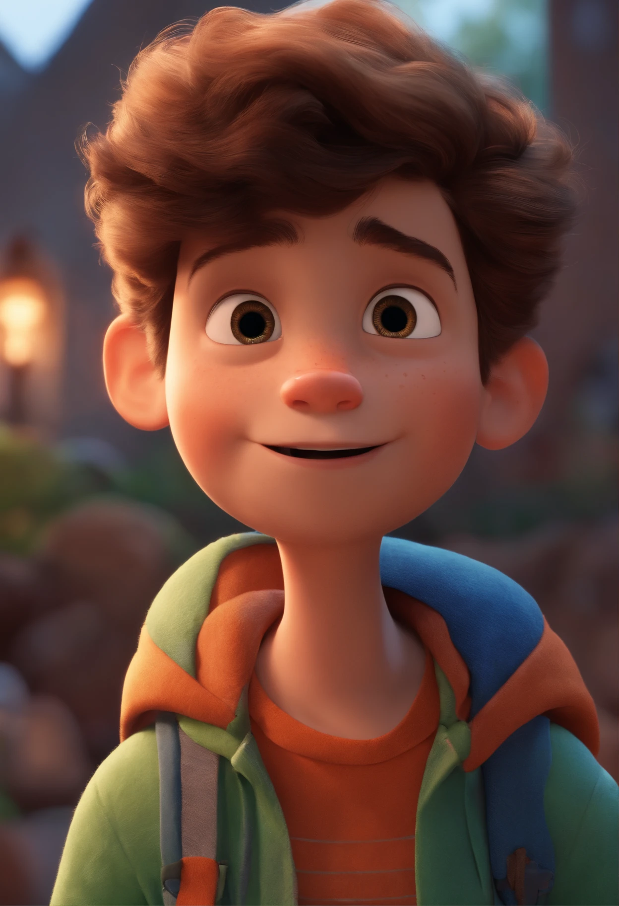 Image of a boy for a story in a YouTube video in Pixar format, He's the little allabester, He's the class leader, He's outgoing, Playful and gets up for a lot of things