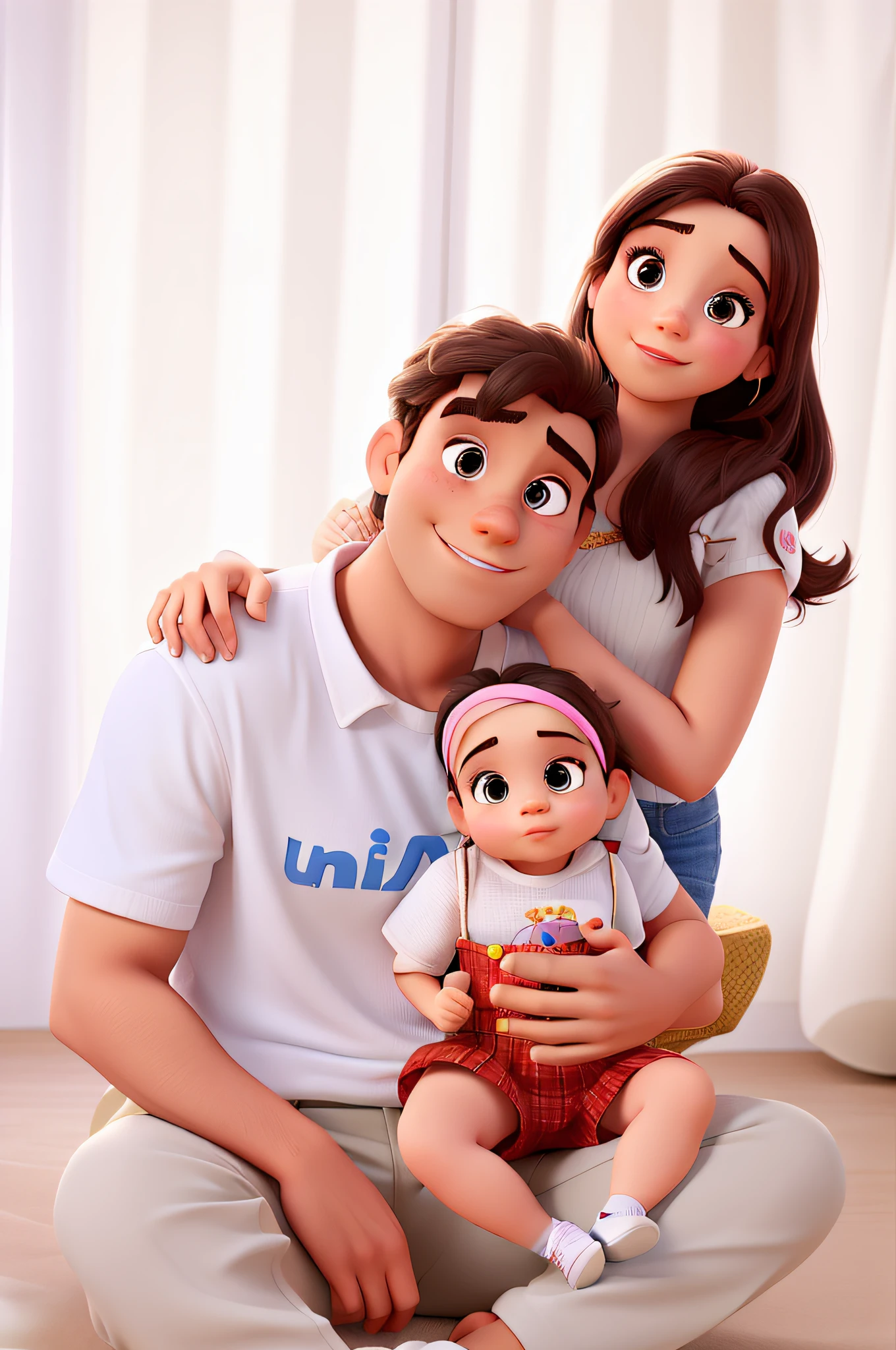 um homem, A woman and a girl, estilo disney pixar, alta qualidade, melhor qualidade