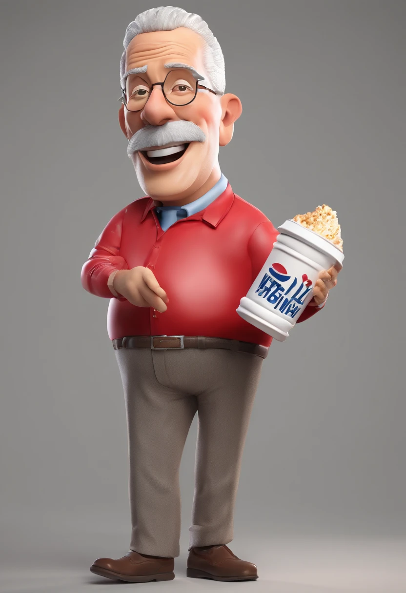 creates a logo of a 50-year-old man holding a KFC-style coffee cup, melhorando a imagem. imagem 4k, Altas.