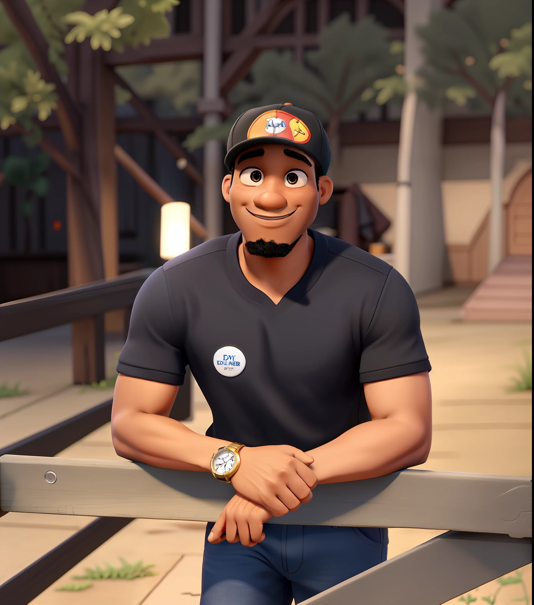 A Disney Pixar-style black man in a cap, alta qualidade, melhor qualidade
