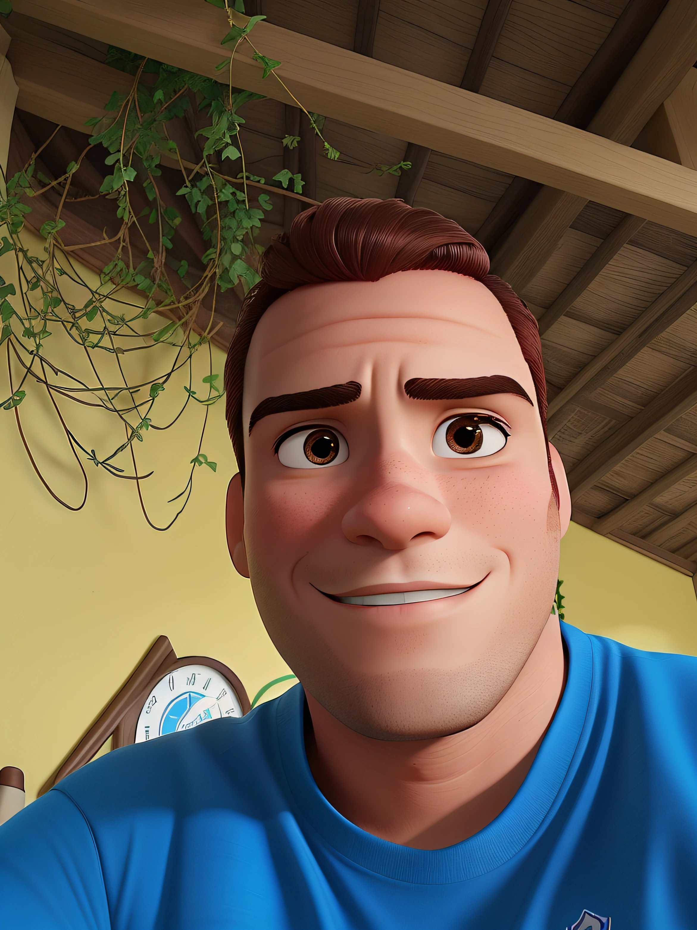 um homem moreno, fundo ar condicionado estilo disney pixar, alta qualidade, melhor qualidade