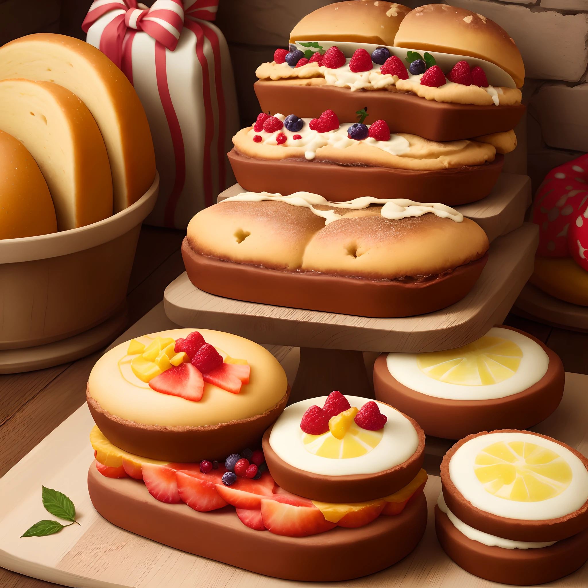 Frutas cristalizadas ao lado de um panetone realista