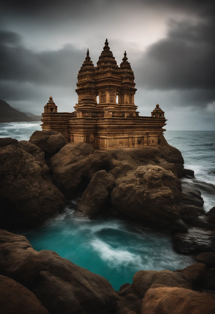 templo antigo no fundo do mar, terror, aguas vivas. darkeness