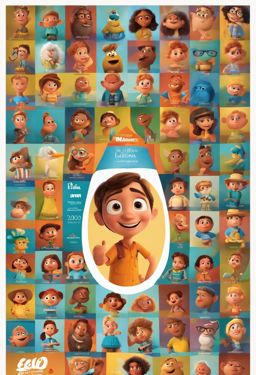 filme eu amo Cu 2023 estilo filmes Pixar, Com nome "EU AMO CU", poster, with credits