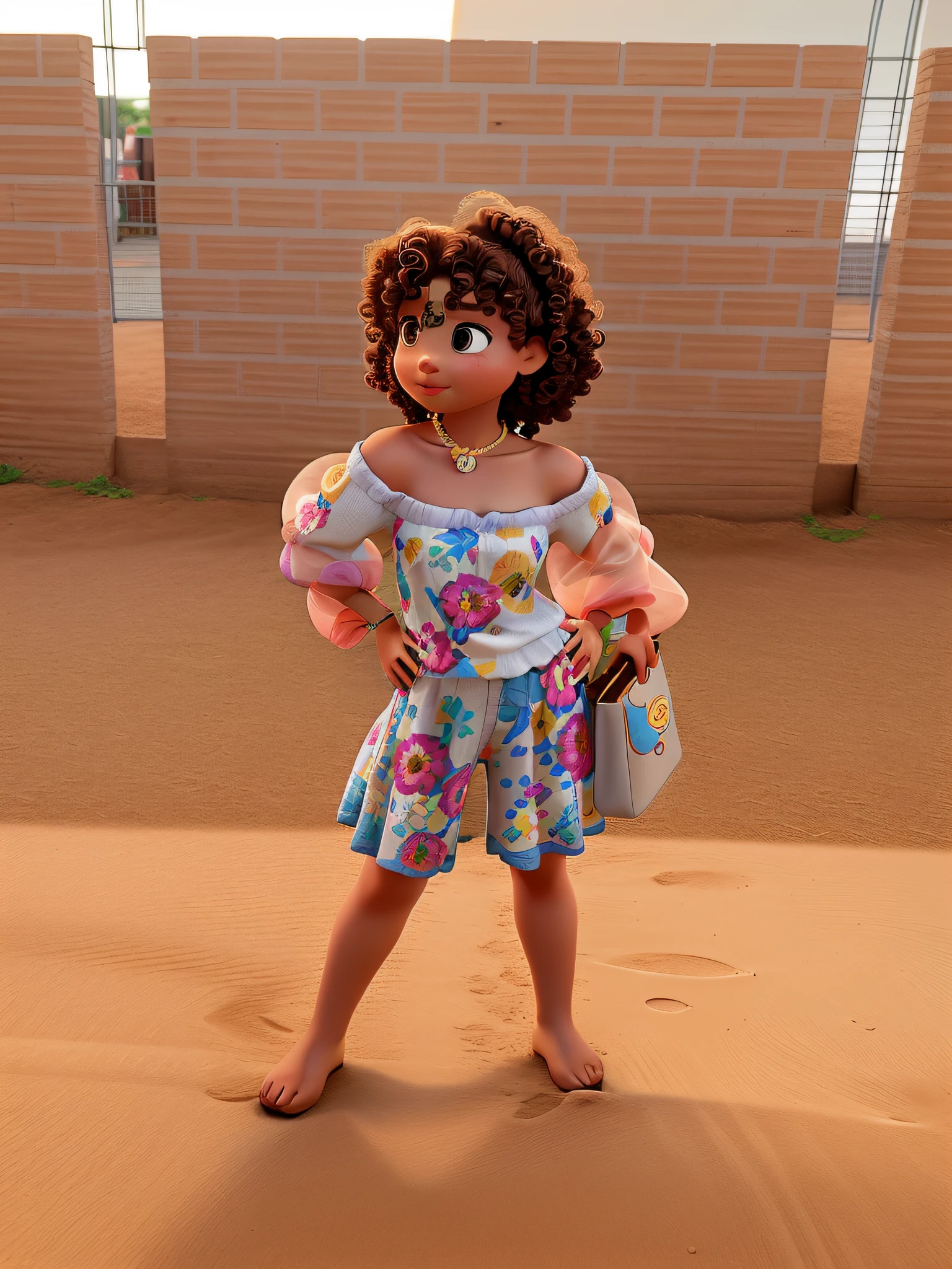 A fair-skinned female child with curly hair, estilo disney pixar, alta qualidade, melhor qualidade.