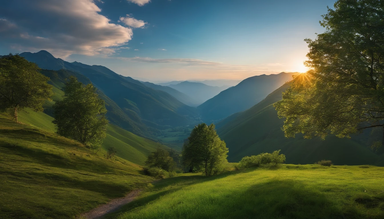 The blue sky meets the distant horizon and the green of the mountains that surround the town, This is where the sun begins to wake up.