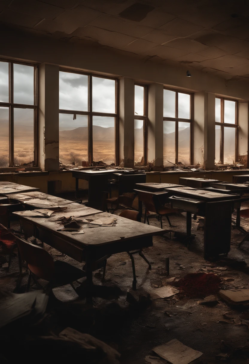 HD, 4k, apocalypse, zombie, desolate, destroyed, classroom