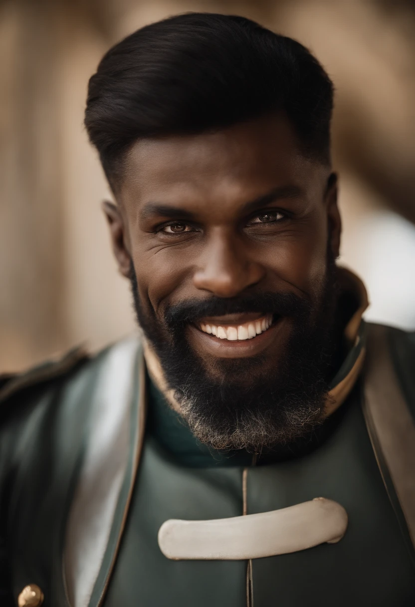 Homem cabelo rapado, olhos castanho, pele cor marrom escuro, brinco de bolinha pequena na orelha esquerda, Flatter head and happy face , de regata preta,Boxer gloves in hand.