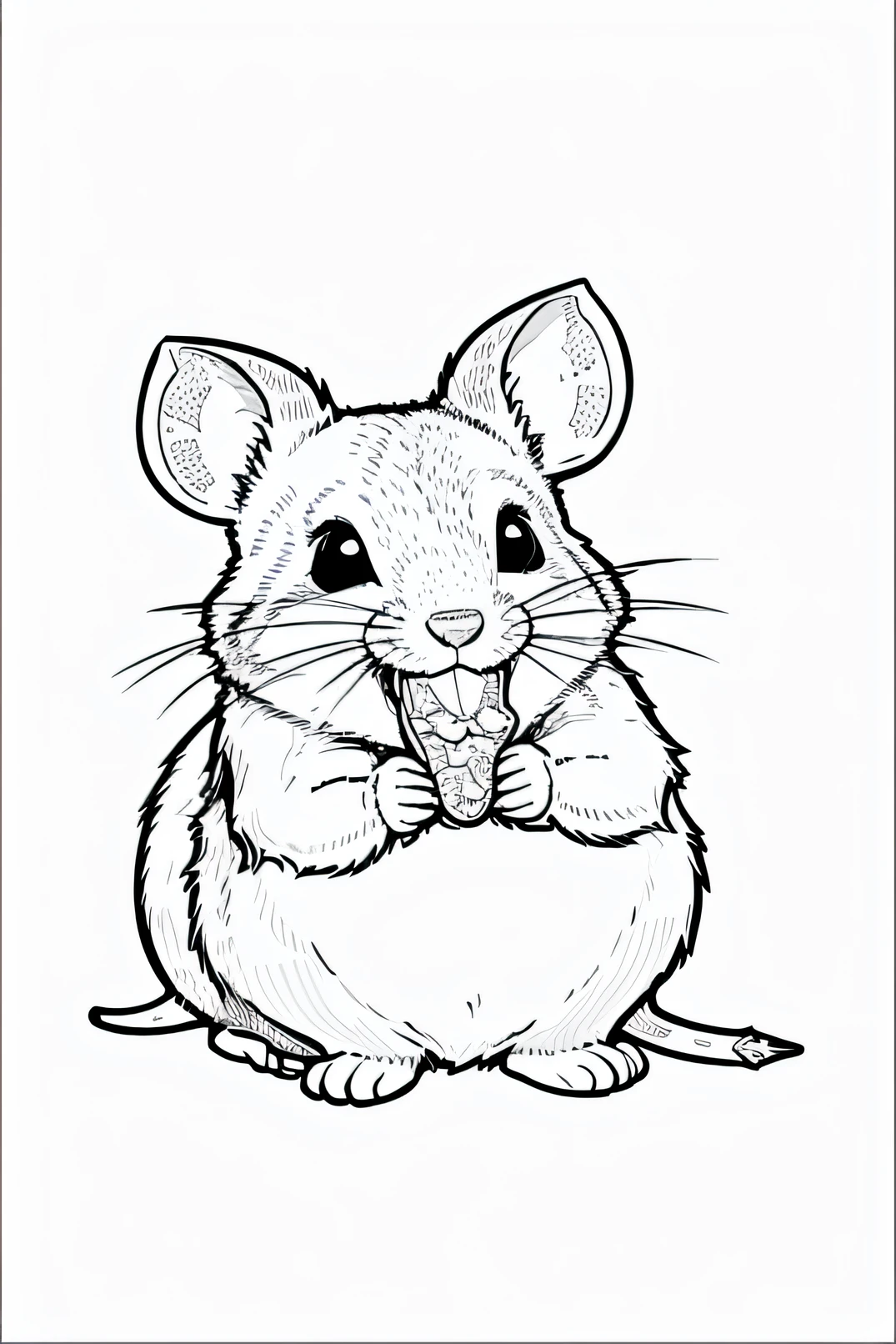 draw a colouring page of a rat is eating carrot.