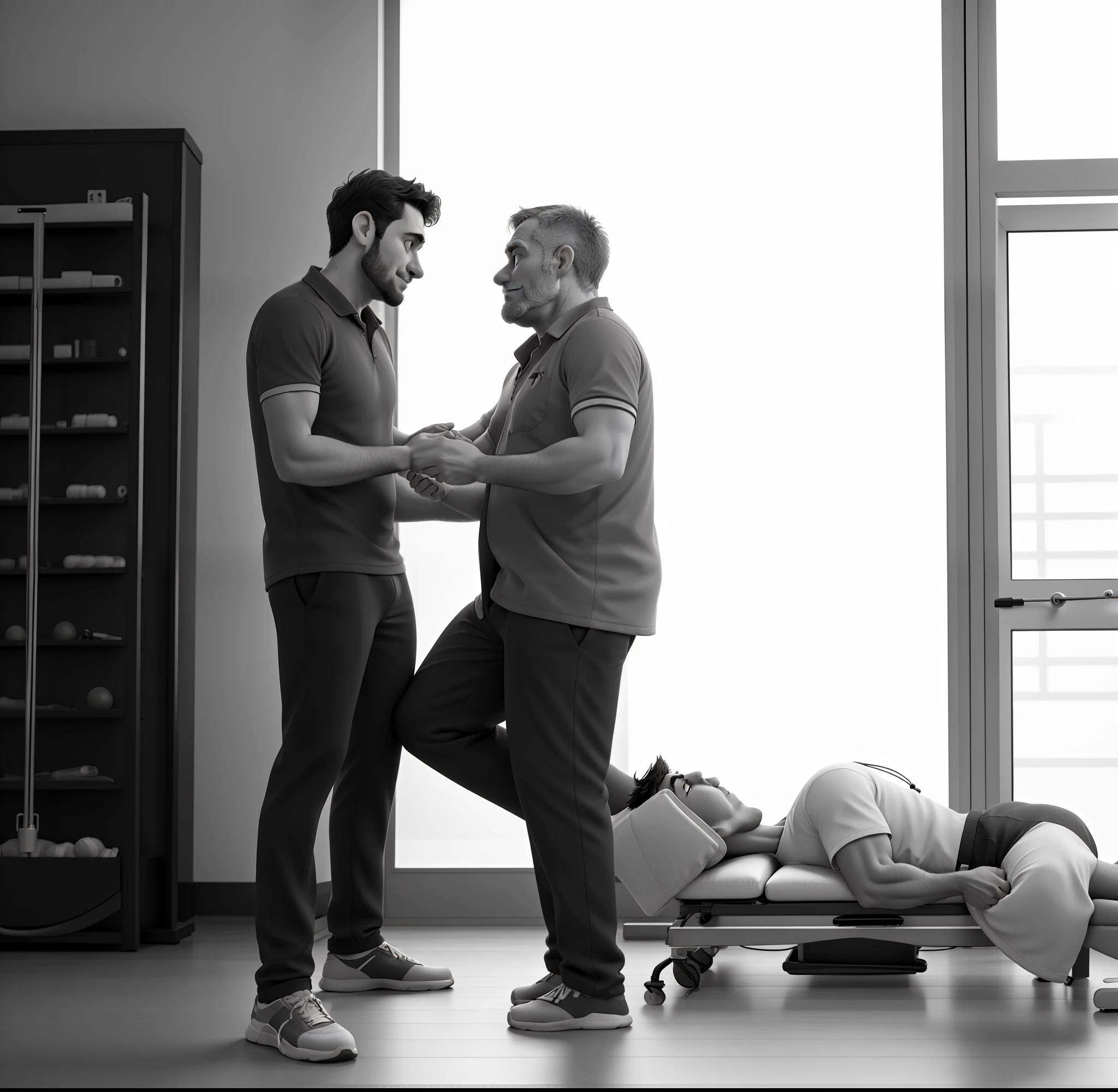 Physiotherapist with his patient in a recovery gym