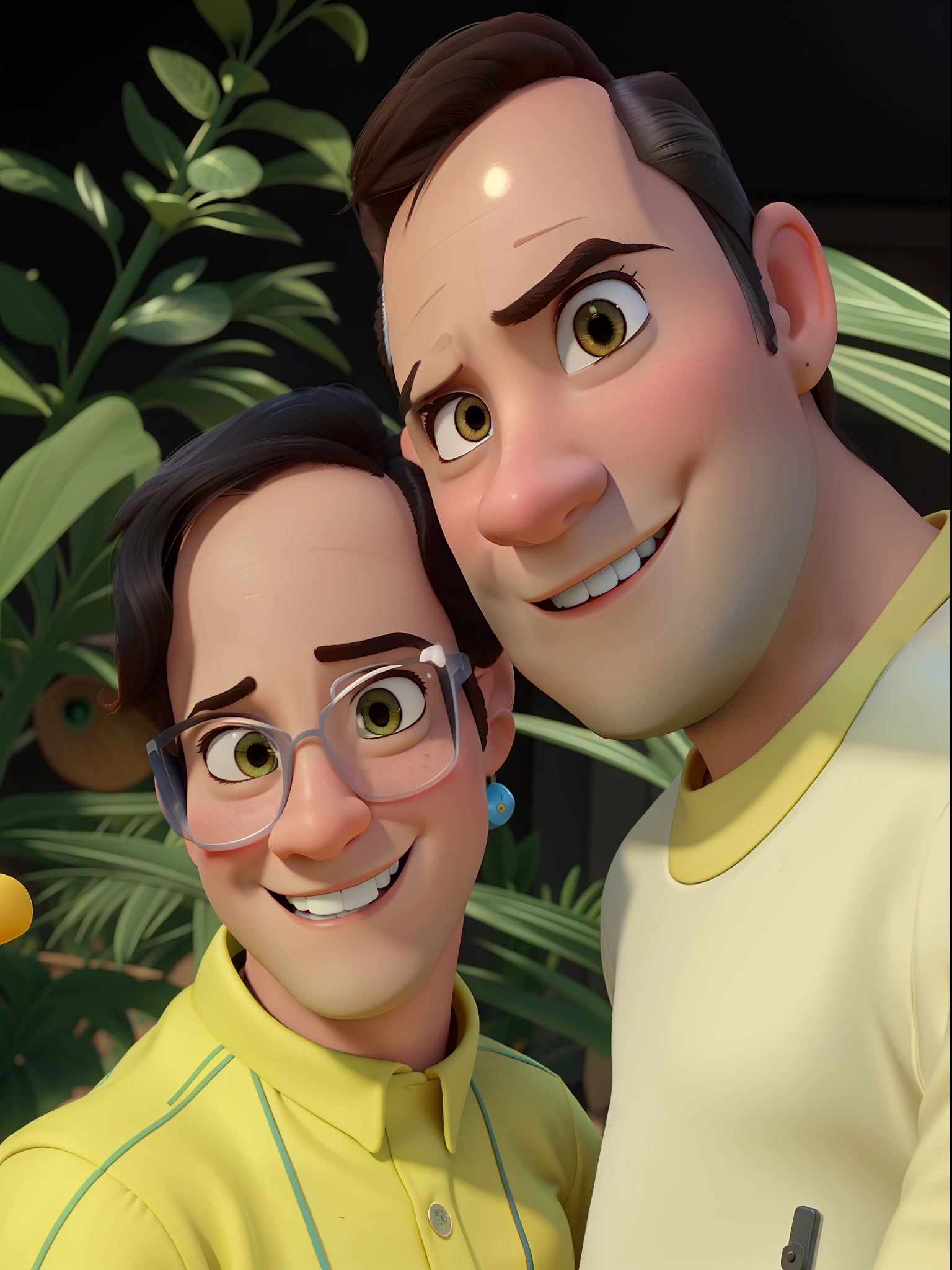 Um casal moreno estilo disney pixar, alta qualidade, melhor qualidade