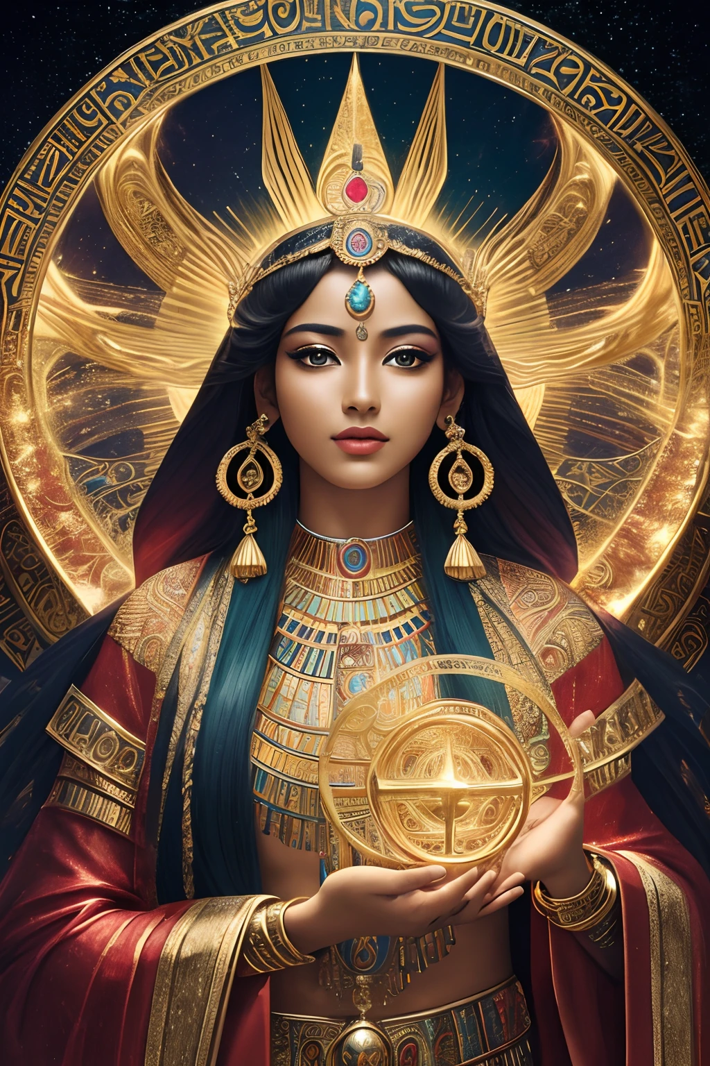 Frida Kahlo as a Tarot Card: score_9, score_8_up, score_7_up, score_6_up, score_5_up,  [ ACOCleopatra],[Black Hair],Cleopatra from Assassin's Creed Origins,[Jewelry],[ancient Egypt],4k,sharp image,detailed, sexy, extremely detailed artgerm,  (masterpiece, best quality:1.2),  (insanely detailed, beautiful detailed, masterpiece, best quality), (insanely detailed, masterpiece, best quality)  of tarot cards, a touch of Frida's signature artistic flair. (best quality, highres, vivid colors, photorealistic, artistic interpretation, detailed portrait), surreal tarot card, Frida Kahlo as a goddess in the tarot deck.