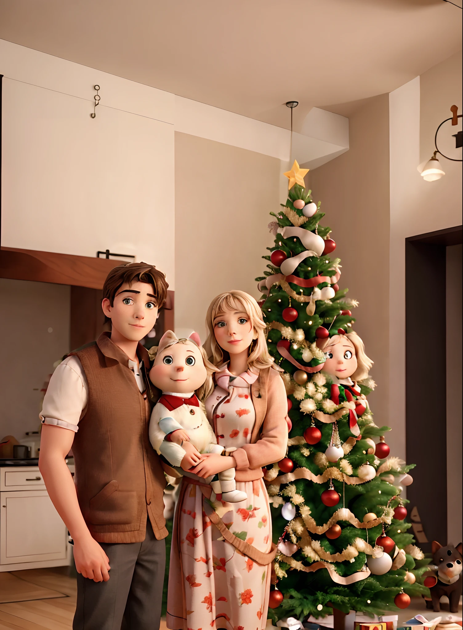 superflat, flat shading, flat colors, masterpiece, best quality,, 1girl, 10yo child, petite, sitting in chair, reading book, white bra, white panties, christmas tree in background, room, warm, cozy, fireplace, evening, dark, christmas lights, vibrant colors, watercolor, ghibli style