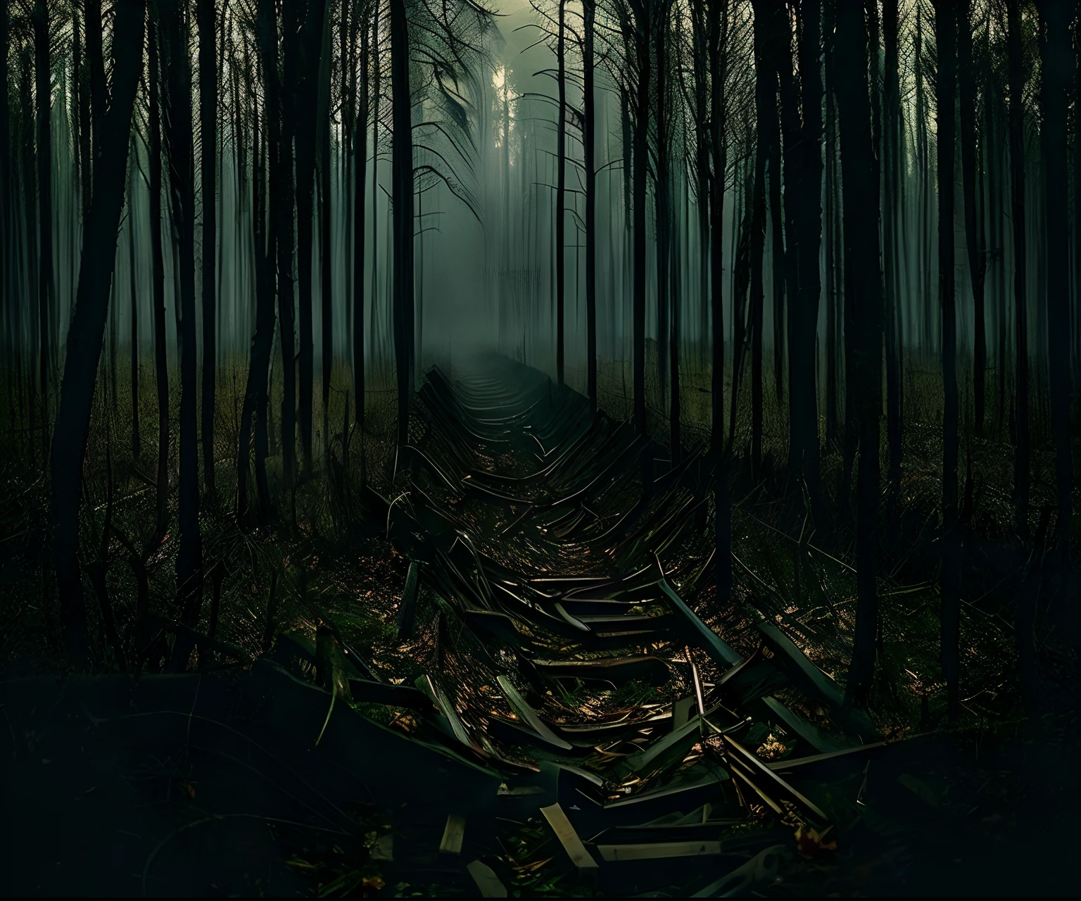 Bloody Steak Fork on a Wooden Fork, dark undertones, It's scary, Vertical Fork, Realistic