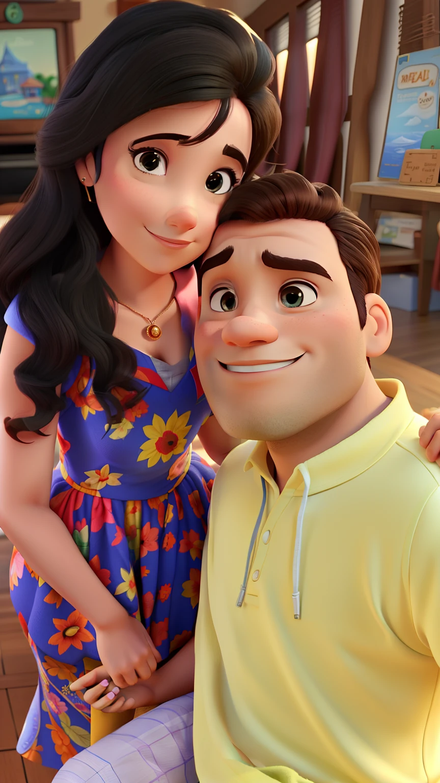 Um casal no estilo Disney pixar, alta qualidade, melhor qualidade
