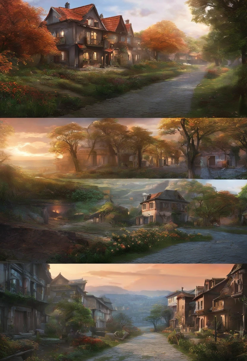 Houses Anime Scenery, and ground destroyed