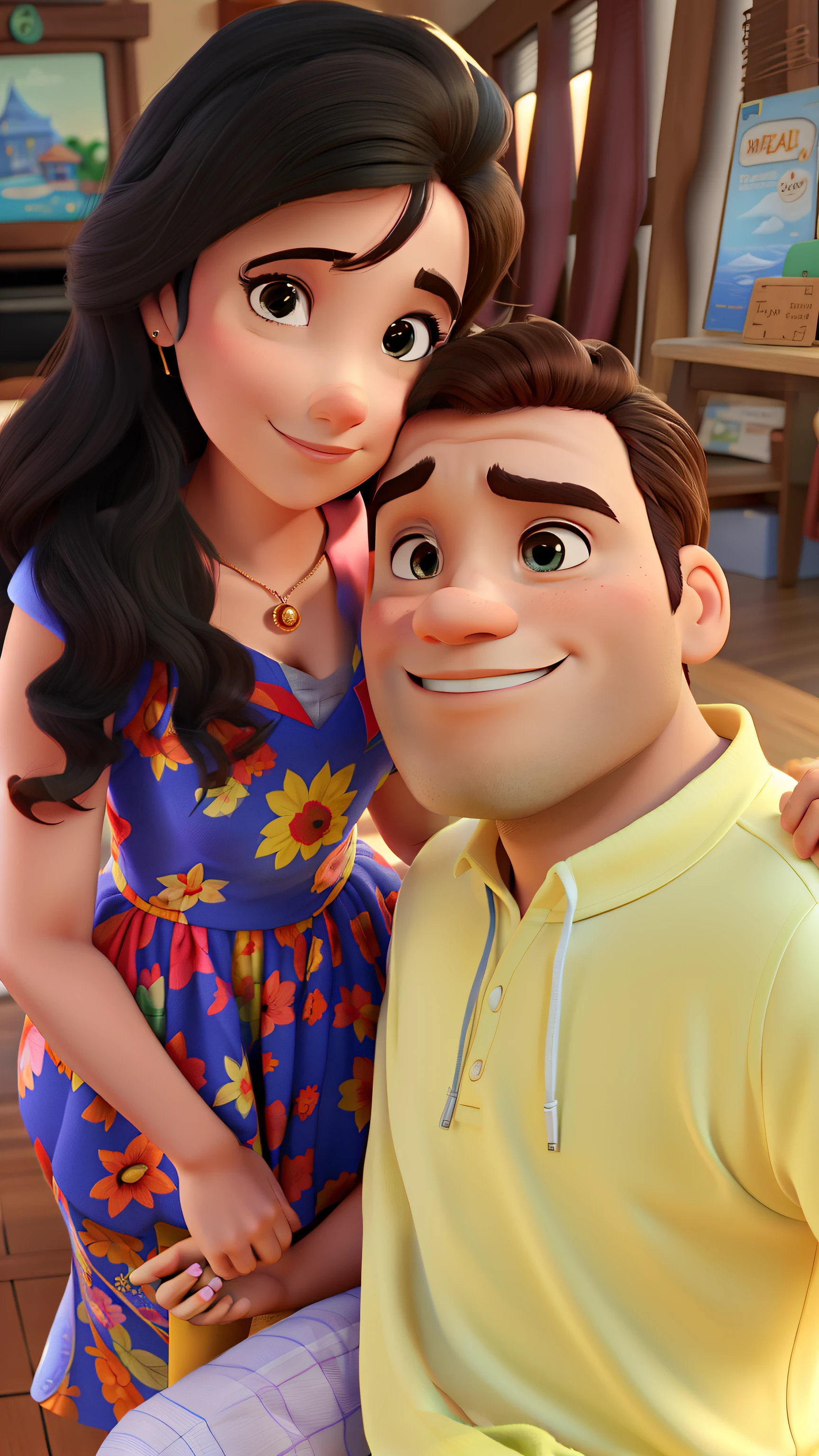 Um casal no estilo Disney pixar, alta qualidade, melhor qualidade