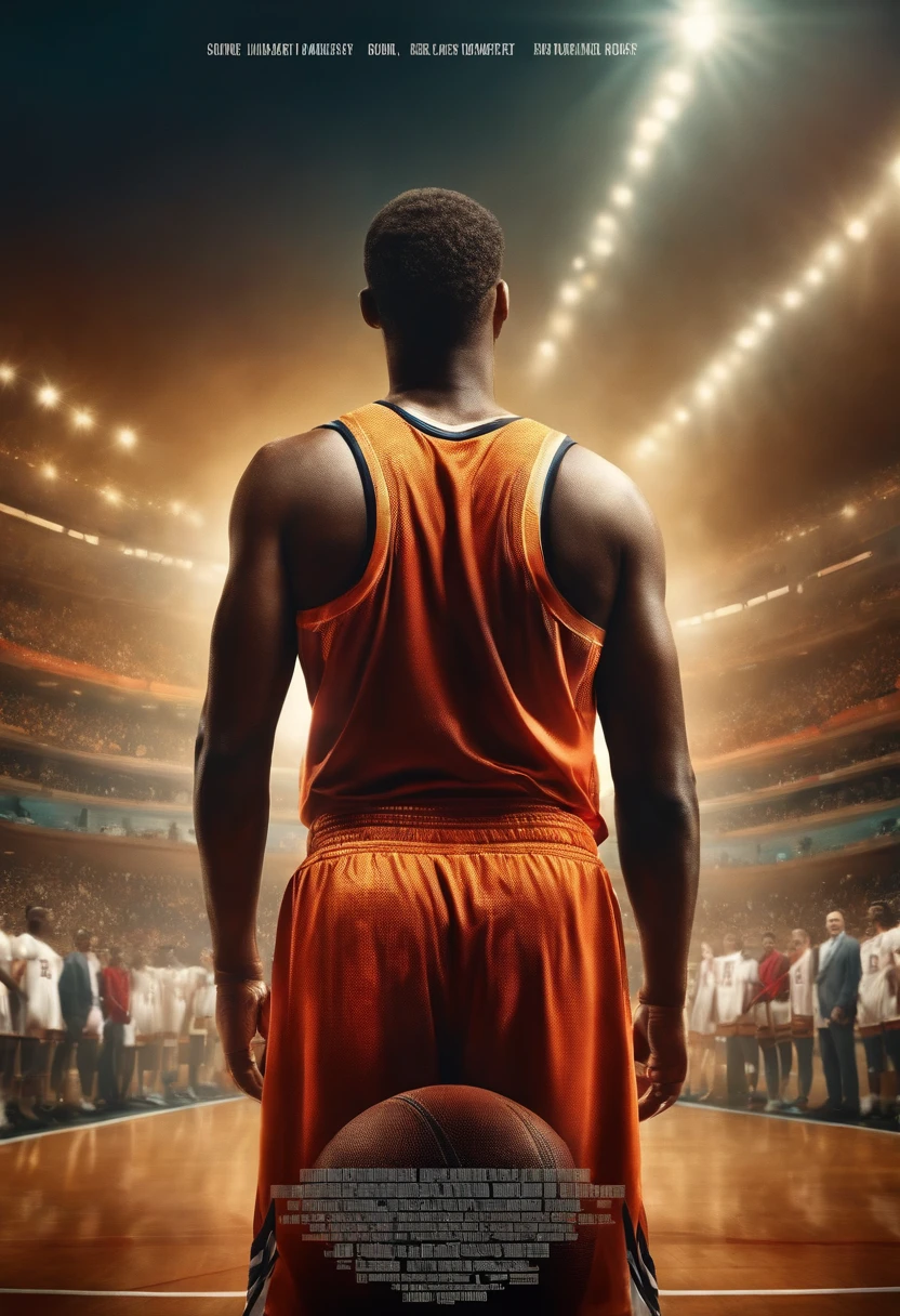 poster de filme, coelho com formas humanas em destaque enterrando uma bola de basquete na cesta